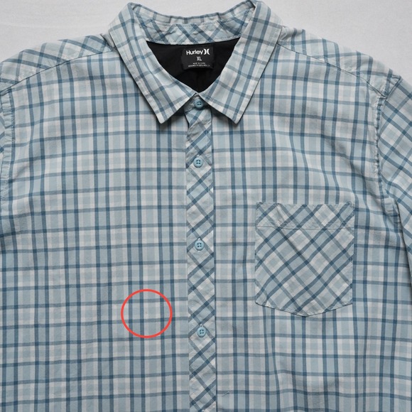 Hurley Plaid Shirt Mens XL Blue Stretch Button Up Surf Casual Short Sleeve - Picture 3 of 16